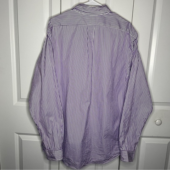 Ralph Lauren Purple Striped Button Up Green Pony Size XXL 2XL Button Collar - Picture 5 of 6